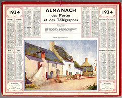 CALENDRIER GF 1934 - SAILLE (Loire-Inférieure) Le Village, Imprimeur Oberthur Rennes - Grand Format : 1921-40