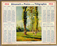 CALENDRIER GF 1934 - Les Peupliers, Imprimeur Oberthur Rennes - Grand Format : 1921-40