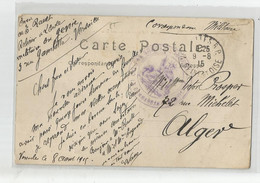 Marcophilie Versailles 78 Cachet Génie école Militaire 1915 Pour Alger - Guerre De 1914-18