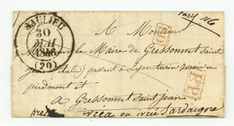 20 SAULIEU 1846 Alligny-en-Morvan Pour Gressonnet Saint Jean Montreuillon - 1801-1848: Vorläufer XIX