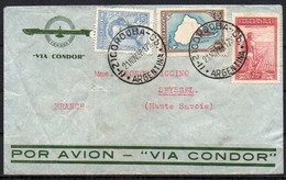 Argentina (Cordoba) To France (Seyssel), 1938, Via Condor - Aéreo