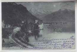 68777 Mondscheinkarte Schloss Chillon In Veytaux Schweiz 1897 - Veytaux