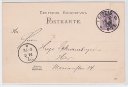 97583 DR Ganzsachen Postkarte P18 Stadtpost Leipzig 1887 Überdruck - Stamped Stationery
