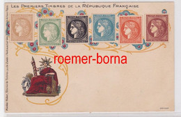 84505 Ak Lithographie Die Ersten Briefmarken Von Frankreich Um 1900 - Postal Services