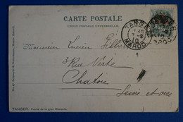 M8 MAROC BELLE CARTE 1910 TANGER POURCHATOU FRANCE + AFFRANCH.INTERESSANT - Cartas & Documentos