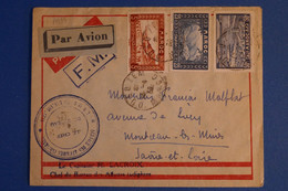 M8 MAROC BELLE LETTRE FM 1933  POUR MONTCEAU MINES FRANCE + CACHET SERVICE AFF.INDIGENES + AFFRANCH.INTERESSANT - Storia Postale