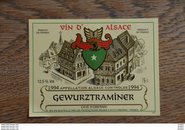 ETIQUETTE D'ALASCE GEWURZTRAMINER 1994 D'OBERNAI - Gewürztraminer