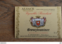 ETIQUETTE D'ALASCE GEWURZTRAMINER REINHART - Gewürztraminer