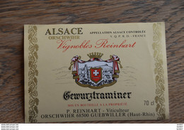 ETIQUETTE D'ALASCE GEWURZTRAMINER REINHART - Gewurztraminer