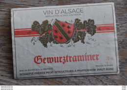 ETIQUETTE D'ALASCE GEWURZTRAMINER SCHAEFLE - Gewürztraminer