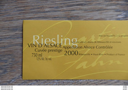 ETIQUETTE D'ALASCE RIESLING CUVEE PRESTIGE 2000 - Riesling