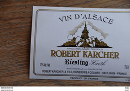 ETIQUETTE D'ALASCE RIESLING HARTH ROBERT KARCHER - Riesling