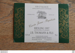 ETIQUETTE D'ALASCE RIESLING J.B. THOMANN 1997 - Riesling