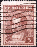 ARGENTINA, MARIANO MORENO, 1937, 5 C., FRANCOBOLLO USATO Mi:AR 408XII, Scott:AR 427, Sg:AR 653b - Usati