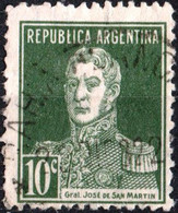 ARGENTINA, JOSE FRANCISCO DE SAN MARTIN, 1924, 10 C., FRANCOBOLLO USATO Mi:AR 290I, Scott:AR 346, Yt:AR 302(A) - Usati