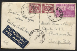 AGENCE AALST *11* S/CP PAR AVION (non Recommandé!) Vers Le Congo 1949. Combinaison Rare Et Indice F!!. TB. Alost (x256) - 1948 Exportation