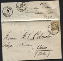 N°32 Obl. LIEGE S/lettre Vers L'Italie 1877 + Verso Dc ITALIE/EST 4 (x257) - Bureaux De Passage