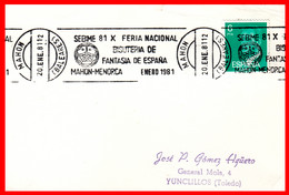 ESPAÑA HOJITA AÑO 1981 CON MATASELLO DE LA X FERIA NACIONAL DE BISUTERIA DE FANTASIA DE ESPAÑA EN ( MAHON-MENORCA ) - Hojas Conmemorativas