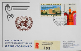 Nations Unies > Office De Genève > Lettre RC. Premiers Vols > GENF-TORONTO Ligne Directe Le 1er Mai 1973 - TBE - Storia Postale