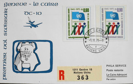 Nations Unies > Office De Genève > Lettre RC. Premier Vol > SWISSAIR - GENEVE-LE CAIRE Par DC-10 Le 1er Novemb 1975 -TBE - Cartas & Documentos