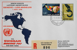 Nations Unies > Office De Genève > Lettre RC. Premier Vol > SWISSAIR - GENEVE-LOS ANGELES En Boeing 747 - 1.11.1978 -TBE - Storia Postale