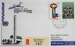 Nations Unies > Office De Genève > Lettre RC. Premier Vol > FINNAIR - GENEVE-HELSINKI En DC-9 Le 7.1.1981 -TBE - Lettres & Documents