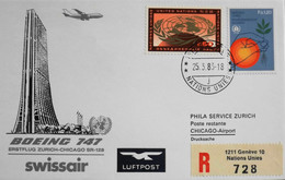 Nations Unies > Office De Genève > Lettre RC. Premier Vol > SWISSAIR - ZURICH-CHICAGO En Boeing 747 Le 25.3.1983 -TBE - Cartas & Documentos