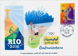 ARGELIA 2016 - FDC Olympic Games Rio 2016 Badminton Olympische Spiele Olímpicos Olympics JO - Badminton