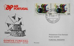Nations Unies > Office De Genève > Lettre RC. Premier Vol > TAP - AIR PORTUGAL - GENEVE-FUNCHAL - 29.10.1986 - TBE - Storia Postale