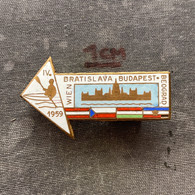 Badge Pin ZN010041 Rowing Kayak Canoe Yugoslavia Austria Czechoslovakia Hungary Wien Bratislava Budapest Belgrade 1959 - Canoë