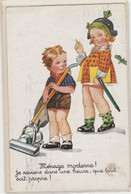 THEME ENFANTS   CPSM  LE MENAGE MODERNE  COLORISEE - Cartes Humoristiques