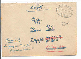 Feldpost-Brief Bahnpoststempel Kassel-Frankfurt Ins Feld Gelaufen, Retour Empfänger Gefallen, 05.09.42 - Occupation 1938-45