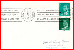 ESPAÑA HOJITA AÑO 1981 CON MATASELLO FERIA REGIONAL DEL MUEBLE ( YECLA MURCIA ) - Hojas Conmemorativas