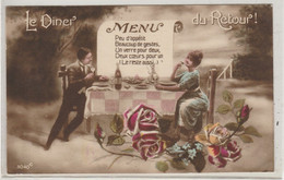 THEME  MILITARIA  BELLE CPA  COLORISEE    LE DINER DU RETOUR  3040C- - Humor