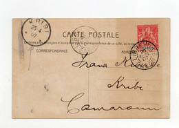 !!! GABON, CPA DE LIBREVILLE DE 1907 POUR KRIBI (CAMEROUN ALLEMAND) - Covers & Documents