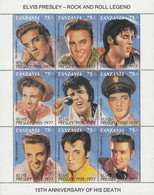 Tanzania, 1992, Mi 1306-1314,15th Anniversary Of The Death Of Elvis Presley, Sheet Of 9, MNH - Elvis Presley