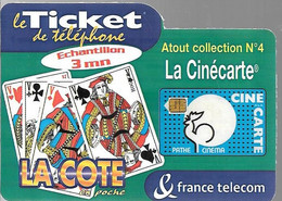 TICKET² TELEPHONE-PRIVE-FRANCE-TK-PR106-3Mn-La COTE En Poche-La Cinécarte-Atout Collect 4-Neuf-TBE/RARE - Tickets FT