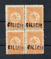 !!! CILICIE, NON EMIS, BLOC DE 4 TP TURCS SURCHARGES CILICIE NEUFS ** - Unused Stamps