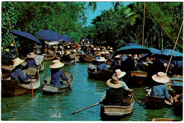 CPSM Thaïlande, Damnern Saduak, Ratchaburi, Floating Market, Timbres, - Thaïlande