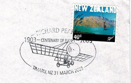 New Zealand 2003 Centenary Of Flight 1903 Richard Pearse Pictorial Postmark On Tourism Domestic Letter - Cartas & Documentos