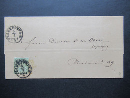 AD NDP 1869 Nr. 19 EF Auf Ortsbrief Stempel K1 Frankfurt A.M. (Thurn Und Thaxis) Faltbrief Ohne Inhalt - Briefe U. Dokumente