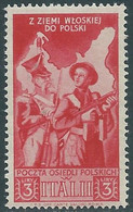 1946 CORPO POLACCO SOCCORSO DI GUERRA 3 LIRE MNH ** - I36-10 - 1946-47 Corpo Polacco Periode