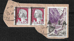 Algérie Fragment N° 355 Paire & 356  Surcharge EA Colomb Béchar Type 5.12  Oblitérés 4/8/1962  T B  Voir Scans - Usados