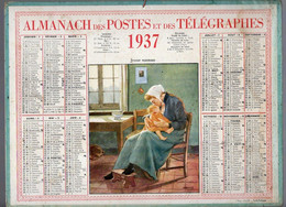 CALENDRIER GF 1937 - Jeune Maman, Imprimeur Oller Puteaux - Tamaño Grande : 1921-40