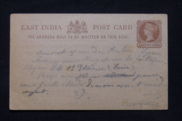 INDES ANGLAISE - Entier Postal Type Victoria Avec Repiquage Commercial Au Verso De Calcutta - L 92067 - 1882-1901 Imperium