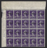 FRANCE Cours D'instructions N°142 CI 1 Semeuse ANNULE 35c Violet Bloc De 20 Fraicheur Postale TTB Certificat - Specimen