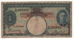 MALAYA   1 Dollar    P11     King GEORGE VI   Dated 1st July  1941 - Maleisië