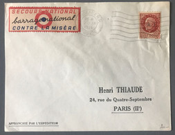 France Libération De Bordeaux N°6 Sur Enveloppe 2.9.1944 + Vignette Secours National - (B3973) - Libération