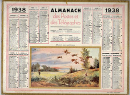 CALENDRIER GF 1938 - Chasse Aux Perdreaux, Dessin De Némecek, Imprimeur Oller Puteaux - Grand Format : 1921-40