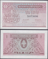 LAOS - 1 Kip ND (1962) P# 8b Asia Banknote - Edelweiss Coins - Laos